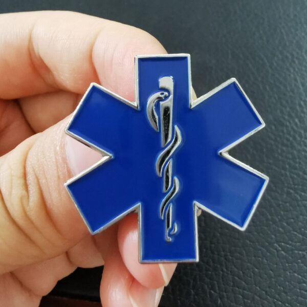 Pin de esmalte de insignia azul EMS, decoración de lujo para médicos y enfermeras, estrella de la vida - Imagen 3