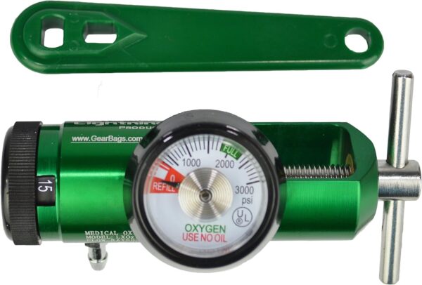 O2 Mini regulador de oxígeno CGA-870 Calibre caudal 0-15lpm con llave - Imagen 2