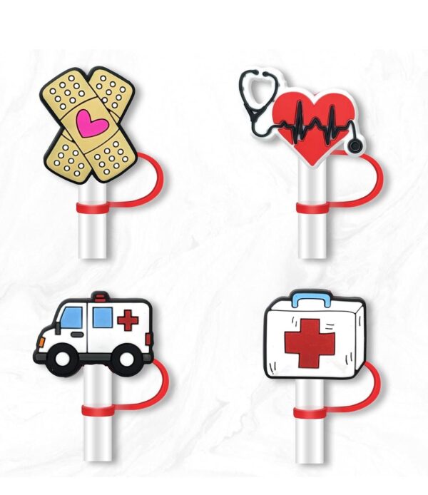 fundas medicas con popote para tapa de vaso - Imagen 3