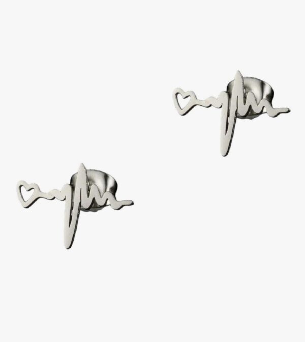 Pendientes de botón de corazón corazón EKG - Imagen 5