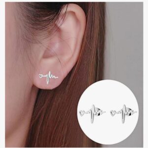 Pendientes de botón de corazón corazón EKG