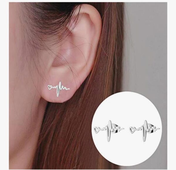 Pendientes de botón de corazón corazón EKG