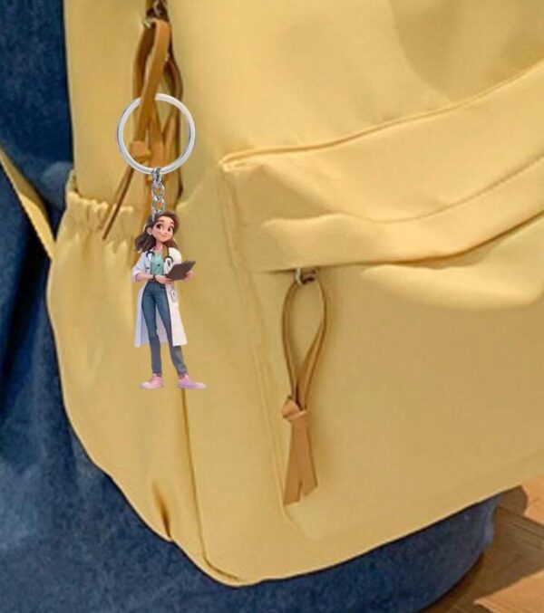 Llavero para Mujeres Hombres Enfermera Bolsa Colgante Coche Llaveros Colgante Estudiante - Imagen 3